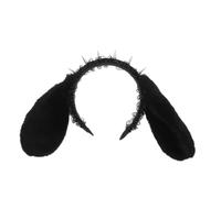 Healvian Spiked Gothic Bunny Headband with Lace Rabbit Ears Comfortable Soft Furry Halloween Hairband for Women Premium Studded Punk Headpiece for Cosplay Masquerade Party