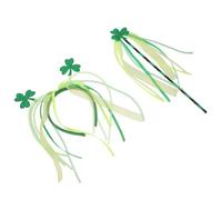 Healvian St Patrick S Day Shamrock Headband and Fairy Wand Set Comfortable Mesh Hair Accessory for Adults and Reusable Irish Party Dress-up