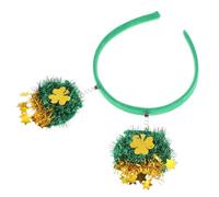 Healvian St Patrick's Day Green Headband Satin Hair Decor Party Supplies Clover Head Decor for Festival Irish Party Photo Prop