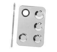 Healvian Stainless Steel Makeup Mixing Plate with Large Wells Cosmetic Palette for Foundation Nail Color Pigment Blending Lightweight Portable Mixing Tool for Nail Art and Face Artists