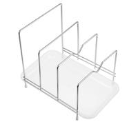 Healvian Stainless Steel Pot Lid Organizer Rack Includes Cutting Board Holder with Multi-functional Design and Space-saving Features for Kitchen Storage over The Cabinet Door Use