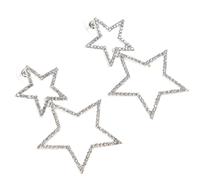 Healvian Star Dangle Earrings for Women, Hollow Five-Pointed White K Star Drop Earrings with Rhinestones, Vintage Style Jewelry for and Party Wear