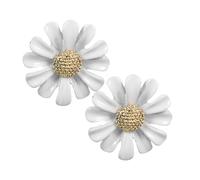 Healvian Sterling Silver Daisy Earrings Studs for Women Vintage White Flower Design Hypoallergenic Silver Piercing Jewelry Daily Wear for Wedding Date Prom Charming Floral Accessory