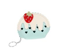 Healvian Strawberry Coin Purse Change Cards Storage Pouch Lovely Chic PU Leather Zipper Closure Convenient to Carry Organising Coins for Women Shopping and Work