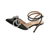 Healvian Stylish High Heel Sandals Rhinestone Bowknot Pointed Toe Design for Women Summer Shoes for Formal Occasions Black