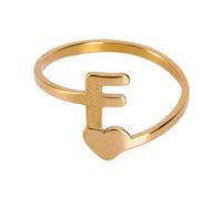 Healvian Stylish Retro English Initials Ring for Women Simple Chic Stainless Steel Finger Jewelry Vintage Design Elegant Party and Everyday Decoration