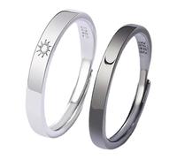 Healvian Sun and Moon Matching Rings for Couples, Adjustable Alloy Statement Costume Accessory, Decorative and Creative Design, for Many Occasions and Easily Matching Different Outfits