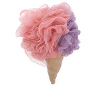 Healvian Supple Ice Cream Bath Ball Shower Loofah Body Exfoliating Scrubber for Skin Friendly Portable Bath Sponge with Quick Dry Lanyard Design Red and Purple