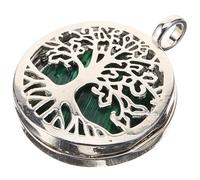 Healvian Tree of Life Hollow Alloy Pendant with Synthetic Peacock Gemstone, Small Stone Charm for Necklace and Bracelet Making, DIY Retro Jewelry Craft Supply