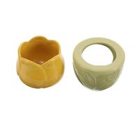 Healvian Tulip Shaped Ceramic Essential Oil Burner with Detachable Design and Large Capacity Aromatherapy Oil Diffuser for Living Spaces and Office Modern Floral Style