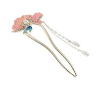 Healvian U-shaped Enamel Peony Hairpin Traditional Chinese Style Vintage Hair Pin for Women Elegant Floral Hair Decoration Symbolizing Wealth and Grace for Festivals and Daily Wear
