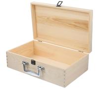 Healvian Unfinished Wood Storage Box Lock and Handle, Small Wooden Packaging Box 34.5x21x11cm, Lockable Wooden Chest for Home and Craft Storage