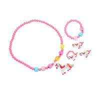 Healvian Unicorn Jewelry Set for Bracelet Necklace Ring and Earring Set Rose Red and Tarnish Resistant Princess Accessories Little