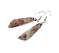 Healvian Unique Irregular Geometric Dangle Earrings for Women Boho Retro Style Natural Shoushan Stone Color Drop Earrings Statement Party Accessory