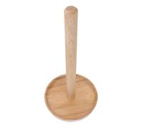 Healvian Vertical Roll Paper Holder Solid Wood Stand Creative Freestanding Toilet Paper Storage Rack with Scouring Pad Base Bathroom Tissue Organizer for Office