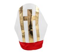 Healvian Vibrant Pope Hat for Halloween Costume Clergy Miter Headgear for Men S Religious Cosplay Cardinal and Saint Roleplay Church Party Accessory with Fade-resistant Colors
