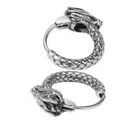 Healvian Vintage Chinese Dragon Hoop Earrings for Men Plated Silver Durable Ethnic Style Jewelry Tiny Hoops for Daily Wear Hip Hop Accessories