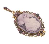 Healvian Vintage Embossed Lady Portrait Brooch Pin with Shining Diamond Classic Victorian Style Brooch for Women and Teens Birthday Gift Accessory for Winter Outfits and Bags