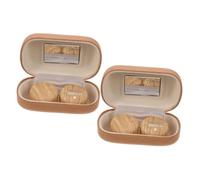 Healvian Vintage Leather Contacts Lens Case Portable Double Compartment Lens Holder Leak Resistant Large Organizer for Travel and Daily Eye Care Light and Durable Cosmetic Storage Box Light