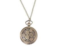 Healvian Vintage Silver Zinc Alloy Quartz Pocket Watch with Long Chain | Hollowed-out Face, Flip Cover Design, Practical Neck Wear for Family and Friends, Classic Vintage Style