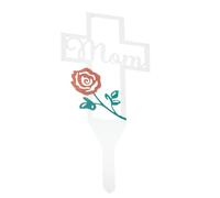 Healvian White Iron Cemetery Stake for Yard Pathway Stable Outdoor Decor