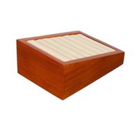 Healvian Wood Jewelry Tray with Grooved Ring Slots for Secure Display Microfiber and Wood Jewelry Organizer for Retail Counters Personal Collections and Home Decoration