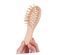 Healvian Wooden Cushion Hair Brush Scalp Massage Comb White Airbag Mini Paddle Comb 12x4x3cm for Home and Hotel Use