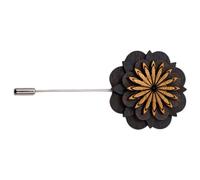 Healvian Wooden Flower Lapel Pin Brooch for Men, White Multi-color Dot Pattern Boutonniere Pin, Suit Accessory, Pocket Flower Brooch, Wedding and Formal Occasion