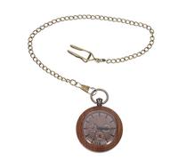 Healvian Wooden Pocket Watch for Men Retro Style Walnut Wood Hanging Pocket Watch Chain Vintage Decorative Timepiece for and Collecting