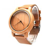 Healvian Wooden Watch for Men Stylish Bamboo Wristwatch Leather Strap Analog Watch Random Style