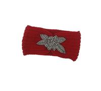 Healvian Woolen Yarn Hand Made Headband Dark Red Winter Hair Band with Simple Flower Pattern Comfortable Headwrap for Women and Girls for Face Washing and Daily Wear