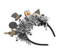 Healvian Year Eve Headband Glitter Tinsel Clock Hat Design Party Headwear Sequin Hairband for Christmas and Holiday Celebrations