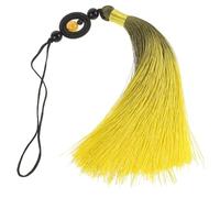 Healvian Yellow Gradient Chinese Tassel for Martial Arts Decoration with Luck Beads, Traditional Handmade Pendant Tassel for Taiji Swords and Fencing Accessories, Vibrant Martial Arts