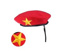 Healvian Yellow Star Woolen Beret Hat for Stage Show and Square Dancing Retro Five-Point Star Sailor Style and Elegant Performance Headwear for Women