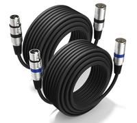 Heams Professional 2 Pack 100FT XLR Cables, Noise Free and Long-lasting Braided XLR Microphone Cable, All Copper Conductors Balanced Male to Female Mic Cable for Studio Monitor, Mixer, DMX, Blue+Black