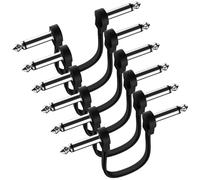 Heams Professional 6 Pack 6 Inch Guitar Patch Cables, Noise Free and Super Durable Flat Guitar Pedal Cable, More Flexible Right Angle Pedal Board Cables, Black