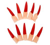 HEANUJJ 10Pcs Halloween Witch Finger Fake Nails Party Favor Scary Cosplay Props for Masquerade Balls Cemetery Scenes and Horror Theme Events
