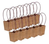 HEANUJJ 10Pcs Kraft Paper Flower Bouquet Wrapping Bags with Handles Sturdy Bottom Floral Packing Bags for Wedding Fresh Plants Dried Flowers Convenient Carry Tote