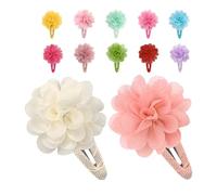HEANUJJ 12pcs Flower Bows Clips 3d Rose Design, Chiffon Material Hair Accessories Comfortable and Gentle on Hair for Occasions