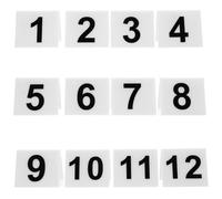 HEANUJJ 12pcs White Acrylic Number Markers Double Sided V-shaped Design, Sturdy and Reusable Table Signs for Party Games and Crime Scene Props