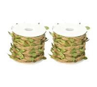 HEANUJJ 2 Rolls Green Leaf Ribbon Rustic Wrapping Ribbon with Artificial Leaves, Jute and Polyester Material, Decorative and Natural Touch, for Taking Pictures and Home Décor