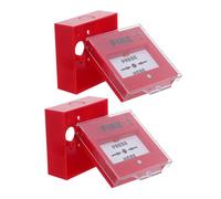 HEANUJJ 2 Sets Emergency Fire Alarm Buttons, Manual Call Points with Resettable Function, Red Plastic Construction, Simple to Install for Home and Public Spaces Fire Safety Systems