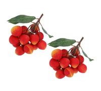 HEANUJJ 2 Strings of and Multipurpose Use Artificial Foam Lychee Fruit Decoration with High Simulation for Food Display and Different Occasions