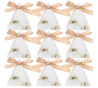HEANUJJ 20pcs Candy Wrapping Boxes Pyramid White Paper and Polyester Party Favor Boxes for Wedding, Valentine's Day Parties and Festivals