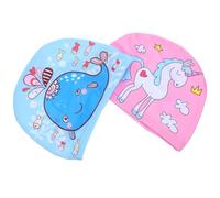 HEANUJJ 2pcs Cute Unisex Swimming Caps Made of Comfortable Polyester Material, Designed to Reduce Drag for Bathing or Regular Swimming Lessons