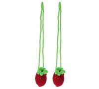 HEANUJJ 2pcs Handmade Knitted Woolen Drawstring Egg Bags, Strawberry Shape Net Pocket, for Festival Giveaways and Treats