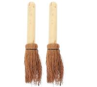 HEANUJJ 2pcs Kitchen Dish Brush Set with Long Wooden Handles, Comfortable Grip for Cleaning Sinks and Pots, Natural Fibre Scrubber, for Home and Western Food Store Use