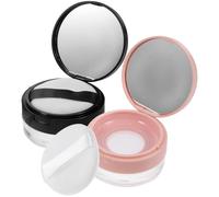 HEANUJJ 2pcs Loose Powder Container Makeup Powder Box 3.5x3.5x2inch Reusable Skin Friendly Plastic Compact Case for Women Travelling