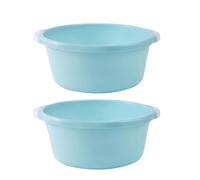 HEANUJJ 2pcs Medium Sky-Blue Plastic Wash Basins for Home Bathroom, Household Foot Soak Bowls, Sturdy Washbowls Suitable for Face Cleansing and Foot Baths