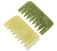 HEANUJJ 2pcs Portable Gua Sha Massage Combs Jade Massage Comb Wide Tooth Natural Jade Scraping Scalp Unique Modeling Scalp Tool for Relaxation